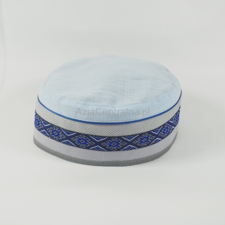 Letnia czapka męska krymka lniana jasnoniebieska