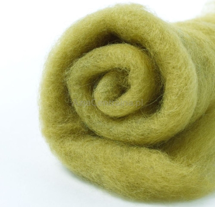 Wełna zgrzebna merynosów w błamie OLIWKA  #514