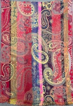 Damski szal z wełny merynosów kolorowy Paisley