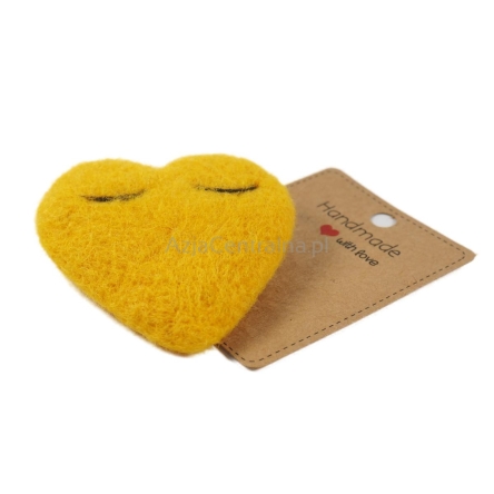 Broszka filcowa Żółte serduszko serce
