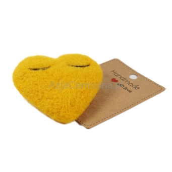 Broszka filcowa Żółte serduszko serce