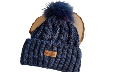 Ciepła czapka zimowa z pomponem z alpaki i merynosów