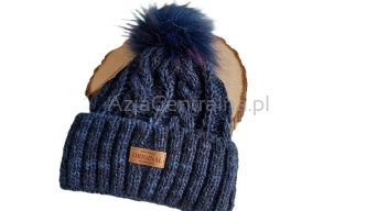 Ciepła czapka zimowa z pomponem z alpaki i merynosów