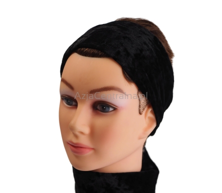 Szeroka welurowa opaska do włosów CZARNA