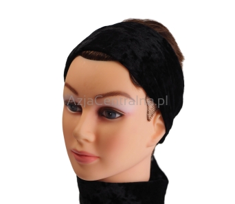 Szeroka welurowa opaska do włosów CZARNA