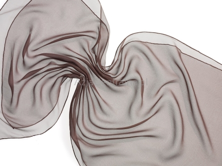 Szal jedwabny szyfon BRĄZOWY 180x55cm 100% jedwab