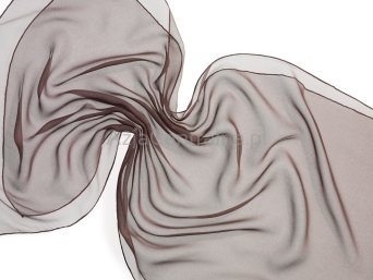 Szal jedwabny szyfon BRĄZOWY 180x55cm 100% jedwab