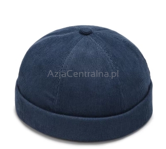Dokerka czapka męska sztruksowa NIEBIESKA 55-58cm