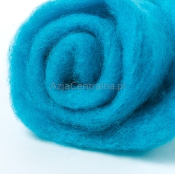 Wełna zgrzebna merynos do filcowania JASNY TURKUS #614