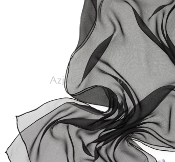 Szal jedwabny szyfon CZARNY 180x55cm 100% jedwab