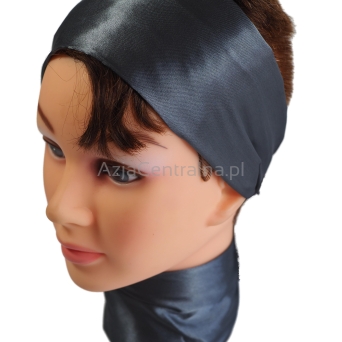 Damska satynowa opaska do włosów SZARA