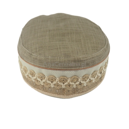 Męska czapka krymka beżowa z jutową taśmą