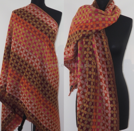 Damski wełniany merino szal kolorowy w piksle