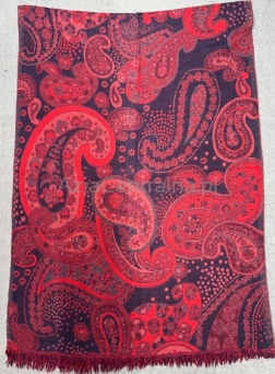 Damski szal wełniany dwustronny w kwiaty Paisley