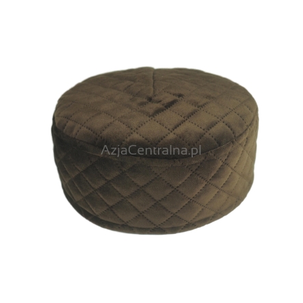 Krymka czapka męska brązowa pikowana z aksamitu