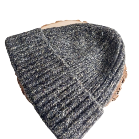 Ciepła czapka męska zimowa wełniana z Alpaki Melanż SZARY