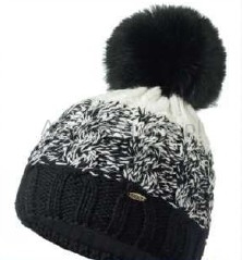 Ciepła czapka zimowa Czarno biały z pomponem