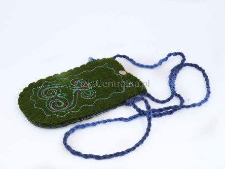 Etui z wełny merino haftowane Khaki