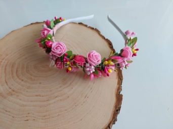 Opaska kwiecista w odcieniach Różu