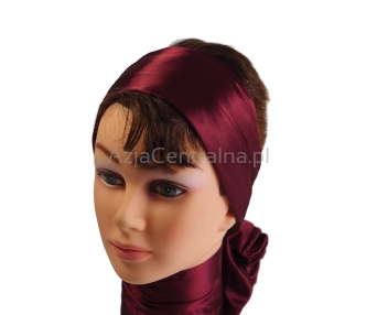 Damska satynowa opaska do włosów BORDOWA