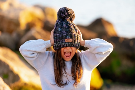 Ciepła czapka Alpaka zimowa warkocz z pomponem