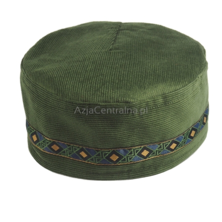 Krymka czapka męska mycka zielona sztruksowa