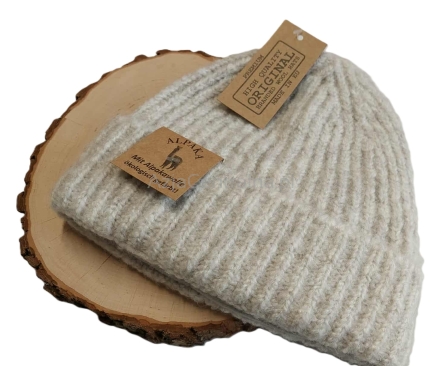 Ciepła czapka damska zimowa wełniana Alpaka Moher JASNA