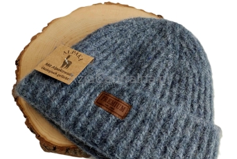 Ciepła czapka damska zimowa wełniana Alpaka Moher JEANS