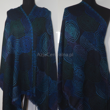 Damski szal dwustronny z wełny merynosów granatowy