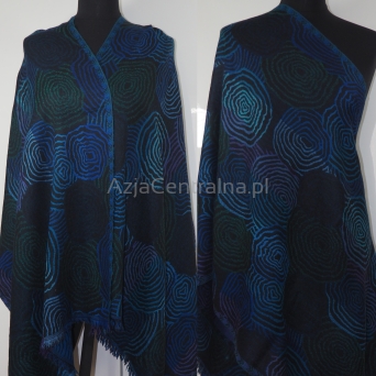 Damski szal dwustronny z wełny merynosów granatowy