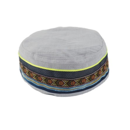 Letnia czapka męska krymka lniana jasnoszara (56-61cm)