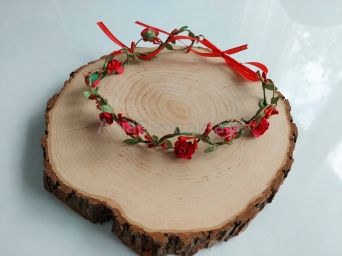 Wianek opaska kwiecista Czerwona