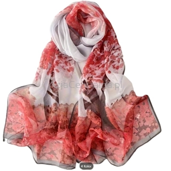 Elegancki szal przewiewny CZERWONA SAKURA