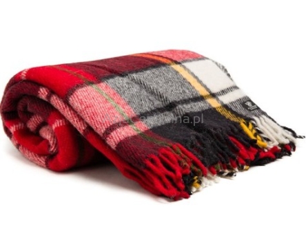 Duży wełniany koc narzuta pled z wełny merino 170x210cm