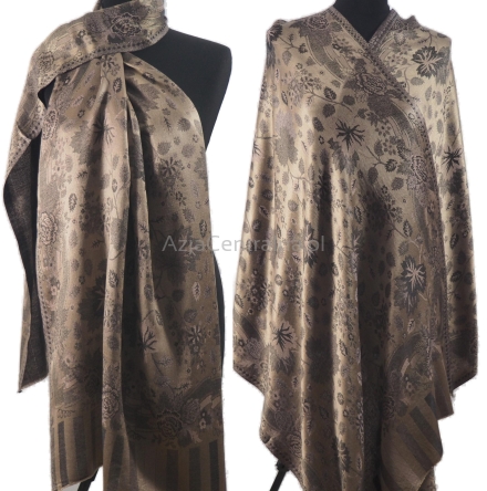 Damksi szal dwustronny wielokolorowy jedwabny modal