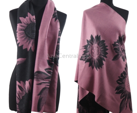 Damski elegancki szal dwustronny Czarny brudny róż