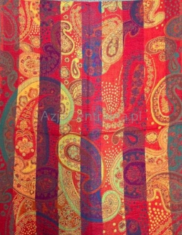 Damski szal z wełny merynosów kolorowy Paisley