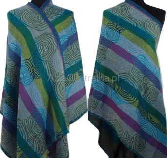 Dwustronny szal turkusowy z wełny merynosów