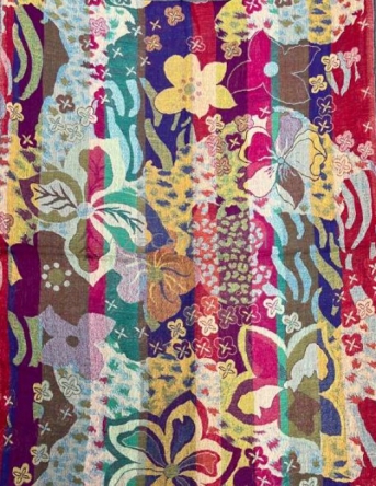 Damski szal z wełny merynosów kolorowy w kwiaty