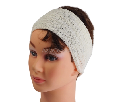 Damska opaska na włosy biała ecru BOHO