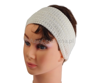 Damska opaska na włosy biała ecru BOHO
