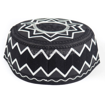 Krymka czapka męska czarna boho etno zygzagi (54, 55)