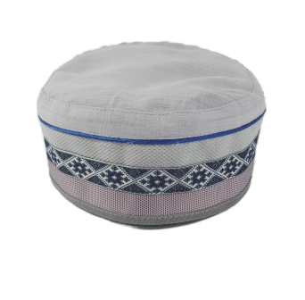 Letnia męska czapka krymka lniana jasnoszara BOHO ETNO (56-61cm)