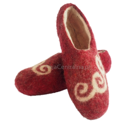 Paputki filcowe malinowe damksie. Rozmiar 36/37