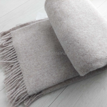 Wełniany Beżowy pled narzuta koc z wełny merynos 170x210cm