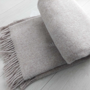 Wełniany Beżowy pled narzuta koc z wełny merynos 170x210cm