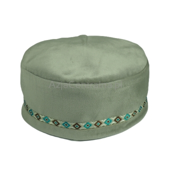 Krymka czapka męska aksamitowa Jasny beż