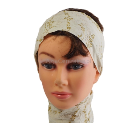 Bawełniana haftowana opaska na włosy damska na lato