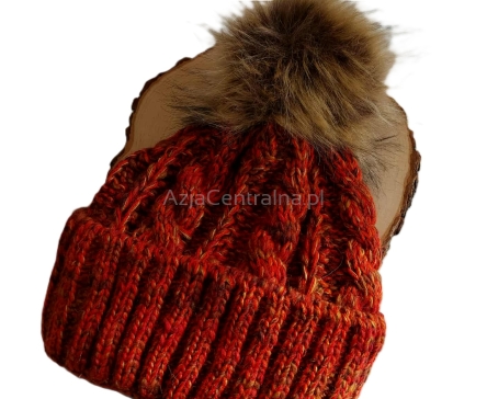 Ciepła czapka zimowa z pomponem z alpaki i merynosów