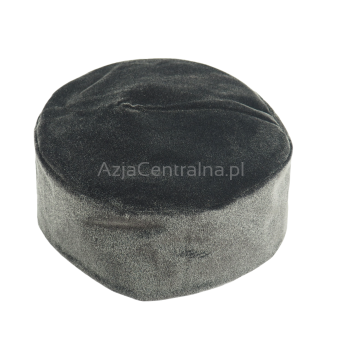 Krymka czapka męska srebrna metalik z aksamitu